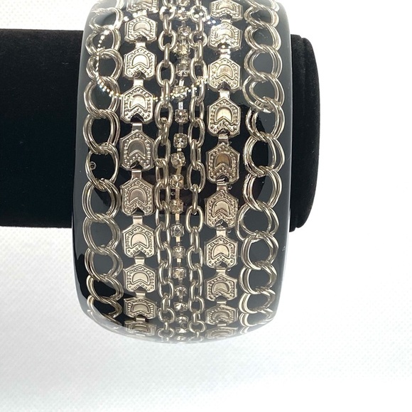 Bracelet Artisan Wooden Resin Heavy Chunky Statement Bangle 8” - Picture 6 of 10